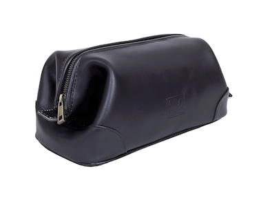 HLC Leather Toiletry Bag for Men - Best Gift for Men - Premium Genuine Leather Dopp Kit Shaving Kit Organizer Travel Kit Pouch Bag for Men - Large Size (Black)