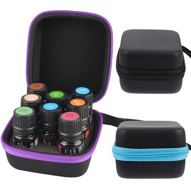 FOMIYES Compact Perfume and Essential Oil Travel Organizer - Black Miniature Storage Pouch for Bottles - Includes Single Essential Oil Storage Box Handy Pocket Perfume Bag