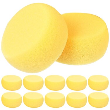 24pcs Yellow Round Cake Sponge 24 Pieces Bath Sponge Round Makeup Sponge Powder Puff Scrubber Oil for Face Circle Sponge Compression Travel Sponge Mat