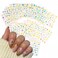 30Sheets Gold Flower Nail Art Stickers 3D Self-Adhesive Nail Stickers Colored Hot Stamp Flower Rose Daisy Cherry Blossom Nail Decals Irregular Polygon Acrylic Nails DIY Design Nail Supplies for Women