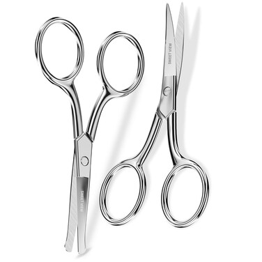 Eyebrow Scissors Curved and Rounded Small Grooming Scissors for Man and Woman Trimming Eyebrows, Nose, Mustache, Eyelashes, Ear Hairs, Nails and Cuticles.