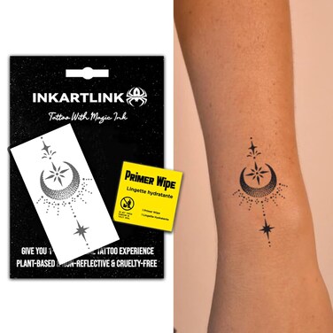 Semi Permanent Tattoos, Temporary Tattoos for Girls, Party Tattoos, Waterproof, Natural and Realistic, Cruelty-free, Easy to Apply (Stars and Moon Sparkles)
