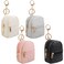 4Pcs Mini Backpack Keychain,Cute Cosmetic Bag for Women,PU Leather Makeup Bag Key Pocket Lipstick Bag Card Holder Data Cable Organizer Zipper Pouch (black beige pink gray)