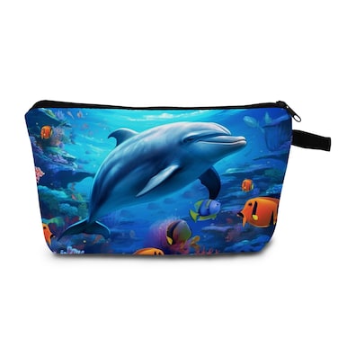 Dolphin Print Women Makeup Bag Travel Toiletry Kit Outdoor Portable Cosmetic Bag Travel Organizer