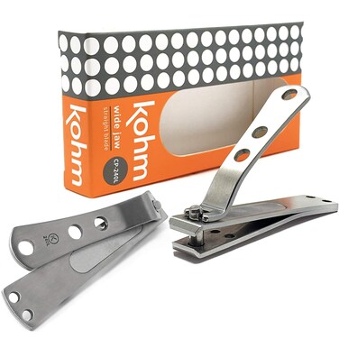 KOHM Straight Blade Nail Clippers with Nail File (in Build) - Heavy-Duty, Stainless Steel, Professional Toenail Clippers - Nail Cutters for Seniors and Adult