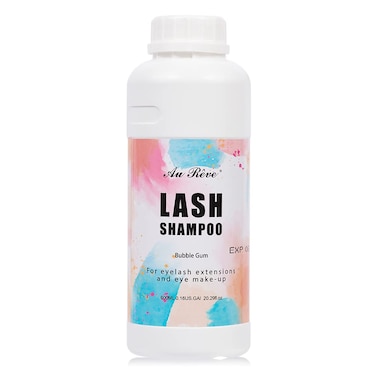 Eyelash Extension Cleanser Lash Shampoo Eyelash Extension Shampoo Lash Bath Cleaning Kit for Eyelash Care, Paraben &amp; Sulfate Free for Salon Home Use (Bubble Gum 600ml)