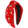 YARIEW Knotted Jeweled Top Knot Headband for Women, Sports Fan Mom Christmas Gifts (Red)