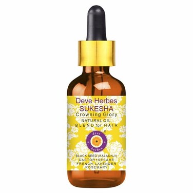Deve Herbes Sukesha - for Healthy, Strong and Thick Hair. Rosemary, French Lavender Essential Oils in Sesame, Castor &amp; Black Seed (Kalaunji) Oil 100ml (3.38 oz)