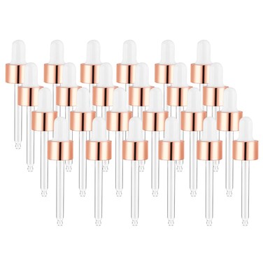 Furnido Glass Eye Droppers for 1Oz/30ml Essential Oil Bottles,Rose Gold Lid-Set of 24