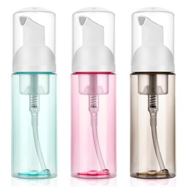 60ml/2oz Foam Pump Bottles, 3PCS Empty Travel Foaming Dispenser Refillable Mousse Bottle Travel Size Foam Pump Bottle for Hand Soap Lash Cleanser Shampoo Face Wash