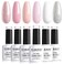RARJSM French Manicure Gel Polish Set, Light Pink Gel Nail Polish, White Nude Glitter Nail Polish Set 6PCS 7.5ML Gel Polish Colors for All Seasons Nail Art DIY Home