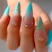 French Fake Nails Green Press on Nails Long Stiletto Acrylic False Nails Full Cover Rhinestones Nails for Women and Girls 24PCS