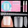 Wider Long Square Toe Nail Tips Full Cover with Glue, SINOKAME No File Matte Toe Nail Press Ons Clear, Soak Off Fake Toenails Extensions DIY Home Manicure Kit for Women &amp;Men,300 Pcs 15 Sizes