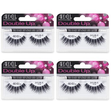 Ardell False Eyelashes Double Up 113 - Reusable Dramatic Volume Lashes, Eye Makeup Beauty Enhancement, 4 Pack