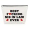 Funny Sister in Law Gifts from Sister in Law Makeup Bag Bonus Sister Novelty Appreciation Gifts for Unbiological Sister Cosmetic Bag Sister in Law Friends Gifts Christmas Birthday Gift Cosmetic Pouch