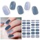 28pcs Semi Cured Gel Nail Strips, Gel Nail Stickers Kit Work with Any UV Nail Lamps, Long Lasting Gel Nail Wraps for Women, Includes Prep Pads, Nail File &amp; Wood Stick(Blue Horizon)