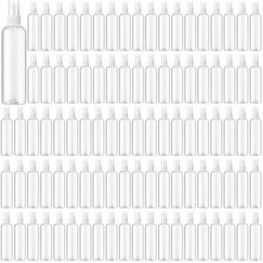 Tanlade 100 Pcs 8 oz Empty Spray Bottles with Pump Spray Cap Refillable Clear Plastic Misting Spray Bottles Fine Mist Spray Bottle for Hair Essential Oils Beauty Products Cleaning Travel (White)