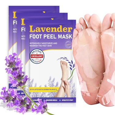 Foot Peeling Mask 3 Pairs: Peeling Foot Mask Dermatologically Tested Repairs Heels &amp; Removes Dry Dead Skin for Baby Soft Feet Exfoliating Foot Peel Mask for Dry Cracked Feet Athletes Foot Treatment