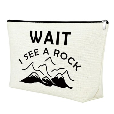 Geology Gifts for Women Makeup Bag Funny Geologist Gifts Cosmetic Bag Rock Collector Gifts for Adults Zipper Pouch Rock Collectors Gift Ideas Travel Bag Rock Lover Birthday Gifts Wait I See a Rock