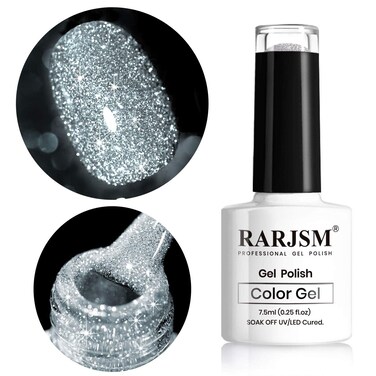 RARJSM Glitter Nail Polish Silver Nail Polish Gel Nail Polish 1PACK 7.5ML Soak Off Nail Lamp Required for Nail Art Design Salon Quality DIY Home RAR79