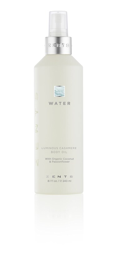 Zents Luminous Cashmere Body Oil (Water Fragrance)   Moisturizing Body Oil with Vitamin E &amp; Organic Coconut Oil   Softens &amp; Smooths Skin   8 fl oz