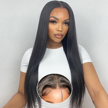 Wear and Go Glueless Wigs Human Hair Pre Plucked Pre Cut 200% Density 6x5 Lace lace front Wigs Human Hair Straight Lace Front Wigs Human Hair 100% Remy Human Hair Glueless Wigs(24inch)