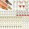 110 PCS Gold Nail Charms Cross Nail Art Charms Bow Charms 3D Star Charms Heart Charms Cherry Nail Gems Butterfly Nail Rhinestone Gold Charms for Nails for Women Nail DIY Design
