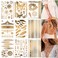 DPKOW 9 Sheets Gold Temporary tattoos, Gold Tattoos Temporary Metallic Tattoos Moon Star Butterfly Glitter Tattoos Festival Tattoos Flash Fake Waterproof Tattoo Stickers for Women Girls Body Art