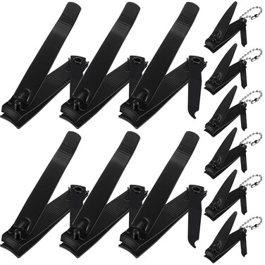 Bememo 12 Pieces Stainless Nail Clippers Set Fingernail and Toenail Clippers Nail Cutter Tool Set for Men and Women(Black)