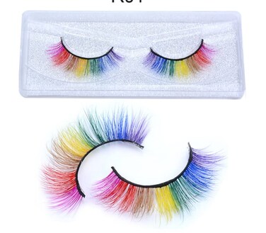 Alluring Synthetic Mink Lashes Reusable Strip False Eyelashes Fun Color Lashes - Rainbow