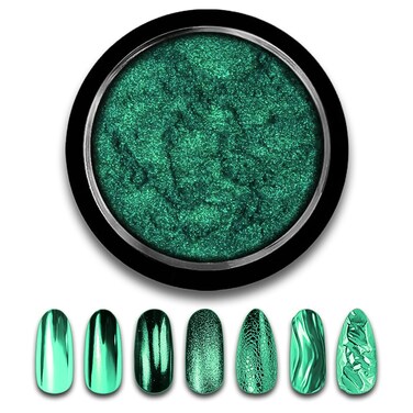 Green Chrome Nail Powder Mirror Effect Metallic Dust Holographic Glitter Glazed Manicure Decoration Reflective Pigment for DIY Gel Polish Nail Art, Resin Craft, Gifts