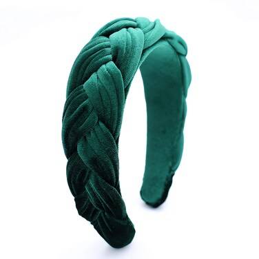 Green Headbands for Women Braided Headbands Velvet Padded Hairbands Cute Hair Accessories for Women Girl