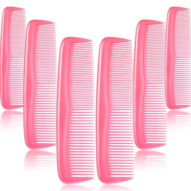 Leinuosen 12 Pieces Hair Combs Set Pocket Plastic Fine Tooth Dressing Comb for Women and Men, Peines Para Cabello(Pink)