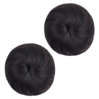 HSPJHTM 2 PCS Hair Bun Extensions Wig Accessory Updo Hairpieces Curly Wavy Hair Scrunchies Updo Hair Pieces Bun Extension Ponytail Messy for Women Girls - Dark Brown
