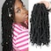 Youngther New Faux Locs Crochet Hair 14 Inch 6 Packs Fashion Extended Soft Locs for Black Women Most Natural Locs Crochet Braiding Hair Curly Wavy Pre-Looped Goddess Locs Braids Hair Extensions(1B)
