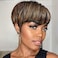 Short Wigs for Black Women Human Hair Pixie Cut Wigs for Black Women Pixie wig with Bangs Black with 27# Brown Short Straight Wigs F1B/27#