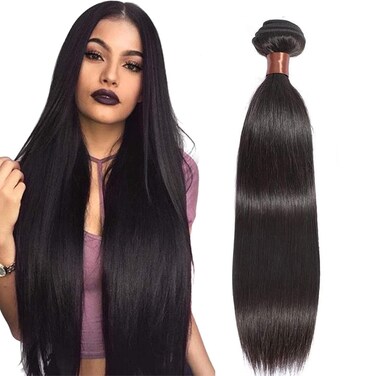 Human Hair Extensions Virgin Straight Hair Brazilian Virgin 1 Bundles Hair Weave Bundles 100% Human Hair 8 Inches 9A Grade Natural Black Color (1Bundles Straight Natual Color, 8 inch)