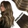 Moresoo Tape in Hair Extensions Real Human Hair Ombre Brown to Caramel Blonde with Brown Hair Extensions Tape in Human Hair Extensions Balayage Glue in Real Hair 16 Inch #4/27/4 20pcs 50g
