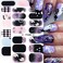 Halloween Gel Nail Strips - Purple Full Nail Wraps, Spider Bat Star Moon Design, Cute Stickers for Women, DIY 2 Sheets