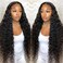 Pizazz 13x4 HD Transparent Lace Front Wigs Human Hair Pre plucked Bleached Knots with Baby Hair 12A 180 Density Brazilian Deep Wave Frontal Wigs for Black Women(26 Inch, Black color)