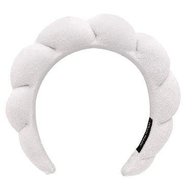 Headband for Spa, Makeup Removal, Shower, and Skincare - Sponge Headband (White)