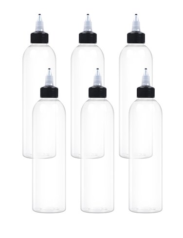 6 Pcs 8oz Plastic Squeeze Bottles with Twist Top Cap, 250ml Clear Dispensing Bottles, Empty Squirt Bottle for Liquids, Sauces, Arts, Crafts, Travel