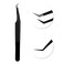 VAVALASH Lash Tweezers for Eyelash Extensions, Fiber Tip Diamond Grip 45 Degree Tweezers, Professional Precision Black Lash Tweezers for Volume &amp; Classic Lashes