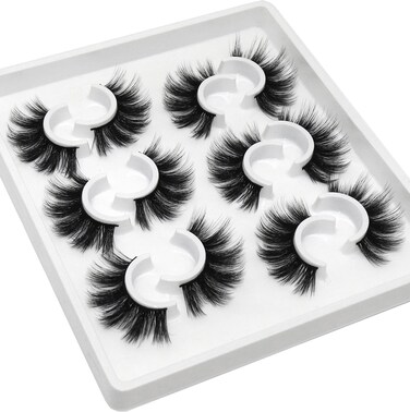 Losha Lashes 6 Pairs Fluffy False Eyelashes for Women 20mm Long Dramatic Faux Mink Strip 5D Lashes Pack for Gorgeous Makeup