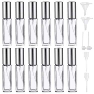 9 ML Empty Perfume Bottles, 12 Pcs Mini Glass Refillable Perfume Atomizer, Leak-proof Fragrance Bottles with Fine Mist Sprayer, Portable Perfume Bottle, Perfume Atomizer for Men and Women