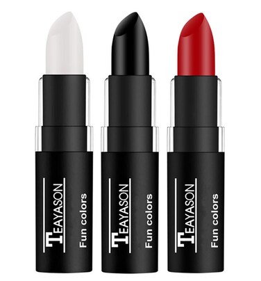Go Ho 3 PCS Makeup Clown White Cream-Blendable Stick-Eye Black Sticks Face Body Paint Professional Halloween SFX Makeup,Safe Facepaint Nose&amp;Lip Smacking for Sports Festival Make up(White+Black+Red)