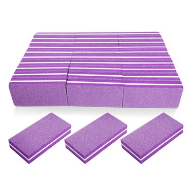 Nail Buffers (30 Pcs), Buffer Block Nail File for Acrylic and Natural Nails, 100/180 Grit Small Nail Buffer Block Bulk Buffing Nail Buff limas para unas acrilicas Professional Manicure Set Purple
