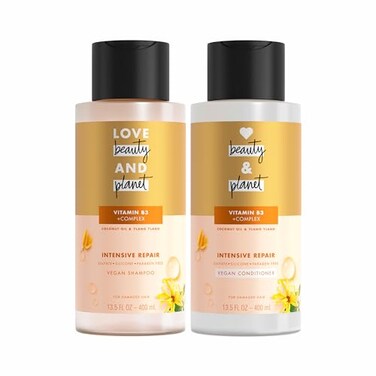 Love Beauty and Planet Coconut Oil &amp; Ylang Hope and Repair Shampoo and Conditioner for Dry and Damaged Hair 2 Count, 13.5 oz each, Paraben , Silicone Free, Vegan