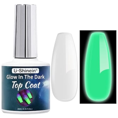 Glow In The Dark Gel, Glow Nail Gel Top Coat, Long-lasting Luminous Nail Gel Top Coat for Nail Art, Transparent Top Coat, UV LED Needed Perfect with Any Colors Salon Pro DIY Home