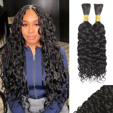 Wet and Wavy 100 Percent Human Braiding Hair Human Hair Braiding Hair Full Water Wave Bulk Human Hair For Braiding Wet Wavy 100g 2 Bundles No Weft Braiding Hair Human Hair Extensions YNiSew